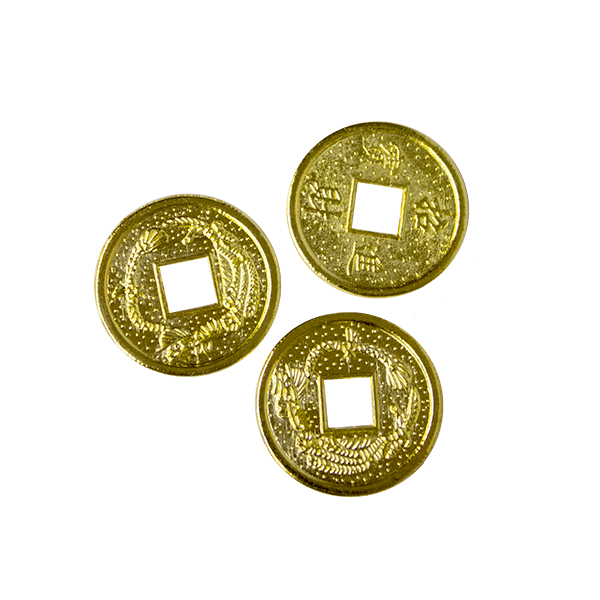 Монета  китайская  диаметр 2 см  под золото, цена за 1шт.