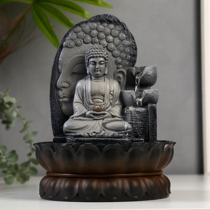 Фонтан настольный от сети, подсветка "Будда"30х20 см