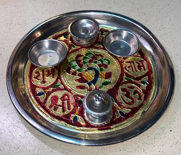 Тарелка для пуджи (подношений божествам), Павлин ,22см. Индия
