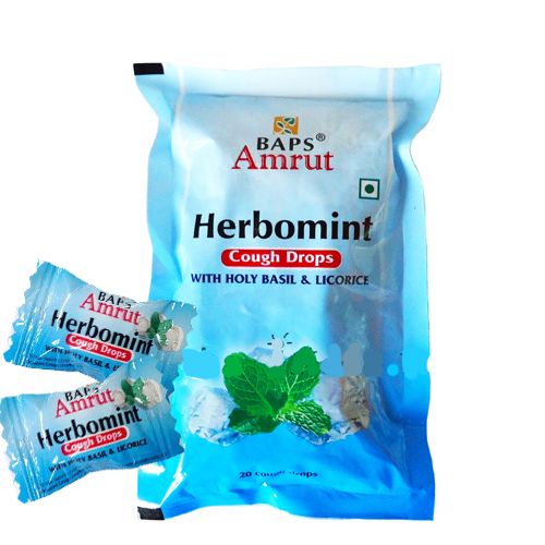 Леденцы Гербоминт с тулси и солодкой Herbomint Baps Amrut 20 шт от кашля