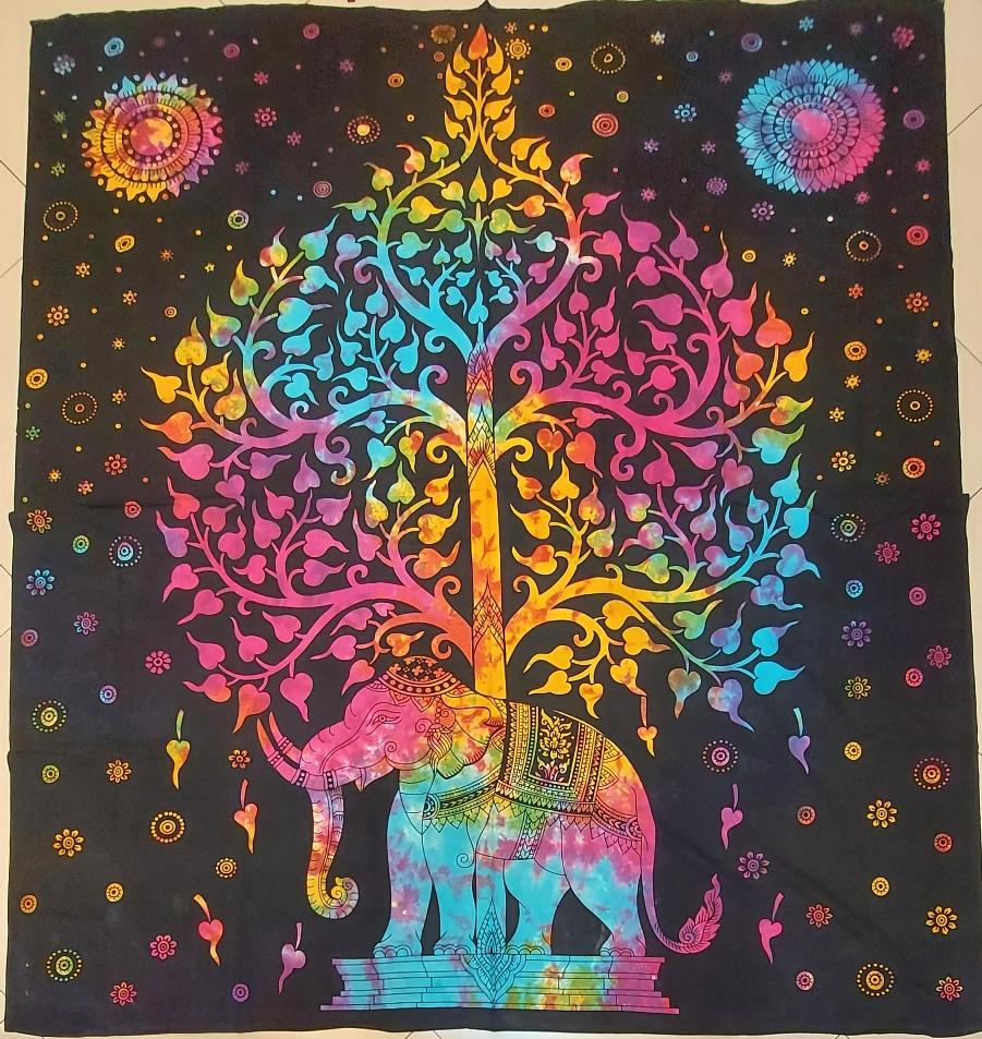 Полотно Слон и дерево Бодхи, 2,2х2,0м, хлопок