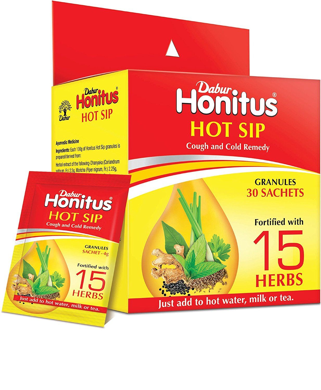 Хонитус согревающий напиток в порошке , Дабур, 1шт -4г.  Honitus Hot Sip.