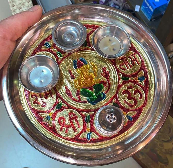 Тарелка для пуджи (подношений божествам), Ганеша, 21см. Индия