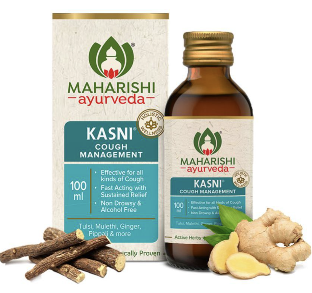 Сироп от кашля Касни, 100мл. Kasni Maharishi Ayurveda +Kasni Kanth Sudha (Кант Шудха) - травяные драже от кашля, першения и боли в горле