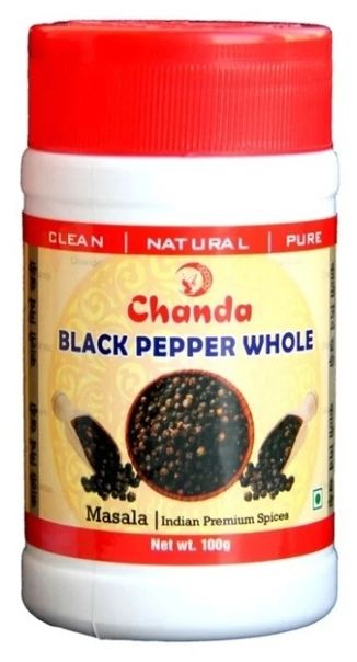 Перец Черный Горошек, 100г.  Black Pepper Whole Chanda. Индия.