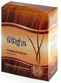 Ааша травяная краска для волос Золотисто-коричневая, 6 пак. по 10г. Aasha Herbals.