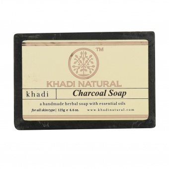 Кхади мыло ручной работы с древесным углем, 125г. Khadi Charcoal Soap. -5