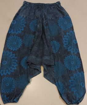 Штаны афгани плотные, цвет синий, хлопок. р-р S/M, L/XL. Непал.  -5