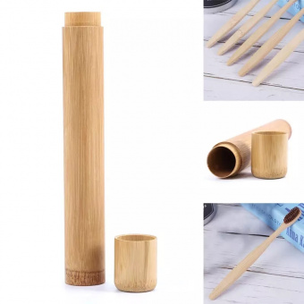 Футляр натуральный бамбуковый для зубной щетки, 21см -5