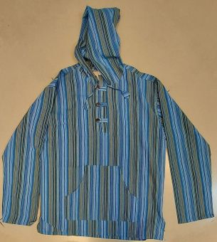 Рубашка в полоску с капюшоном, хлопок, цвета в ассортименте, размеры M, L, XL. Непал. -5