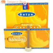 Безосновные благовония Сандал+подставка, 20г. Satya Super Sandal Dhoop Sticks.