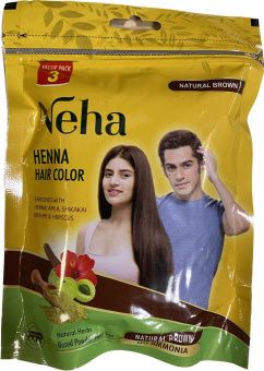Хна Краска для волос Neha Henna - 45g Natural Brown коричневая  -5