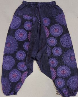 Штаны афгани плотные, цвет фиолетовый, хлопок. р-р S/M, L/XL. Непал.  -5