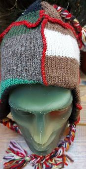 Непальская Шерстяная вязаная шапка с ушками 100%шерсть яка в ассортименте -5
