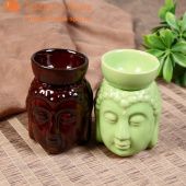 Керамика аромалампа "Будда с чашей", Зеленая, 11см.