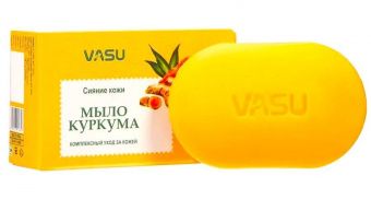 Мыло Куркума, сияние кожи, 75гр., Васу. Индия.