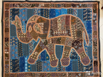 Ковер со Слоном в стиле "пэчворк", ручная работа,  хлопок, Индия, 240*195см. -5