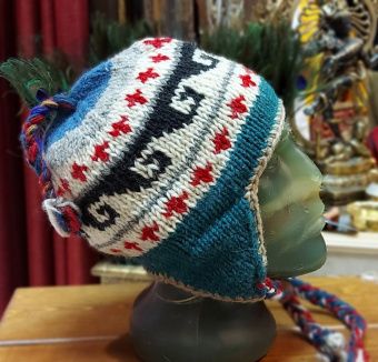 Непальская Шерстяная вязаная шапка с ушками 100%шерсть яка в ассортименте -5