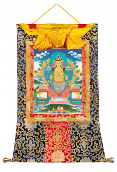 Рисованная Тханка Будда Майтрея 51х77см изображение 25х35см -5