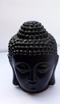 Керамика аромалампа-светильник «Голова Будды»,  h=13,5см.  черная  -5